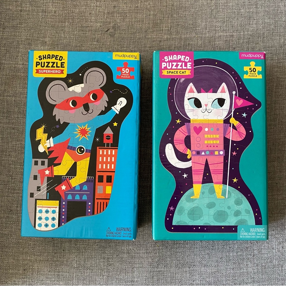 Mudpuppy Superhero and Space Cat Shaped Puzzles